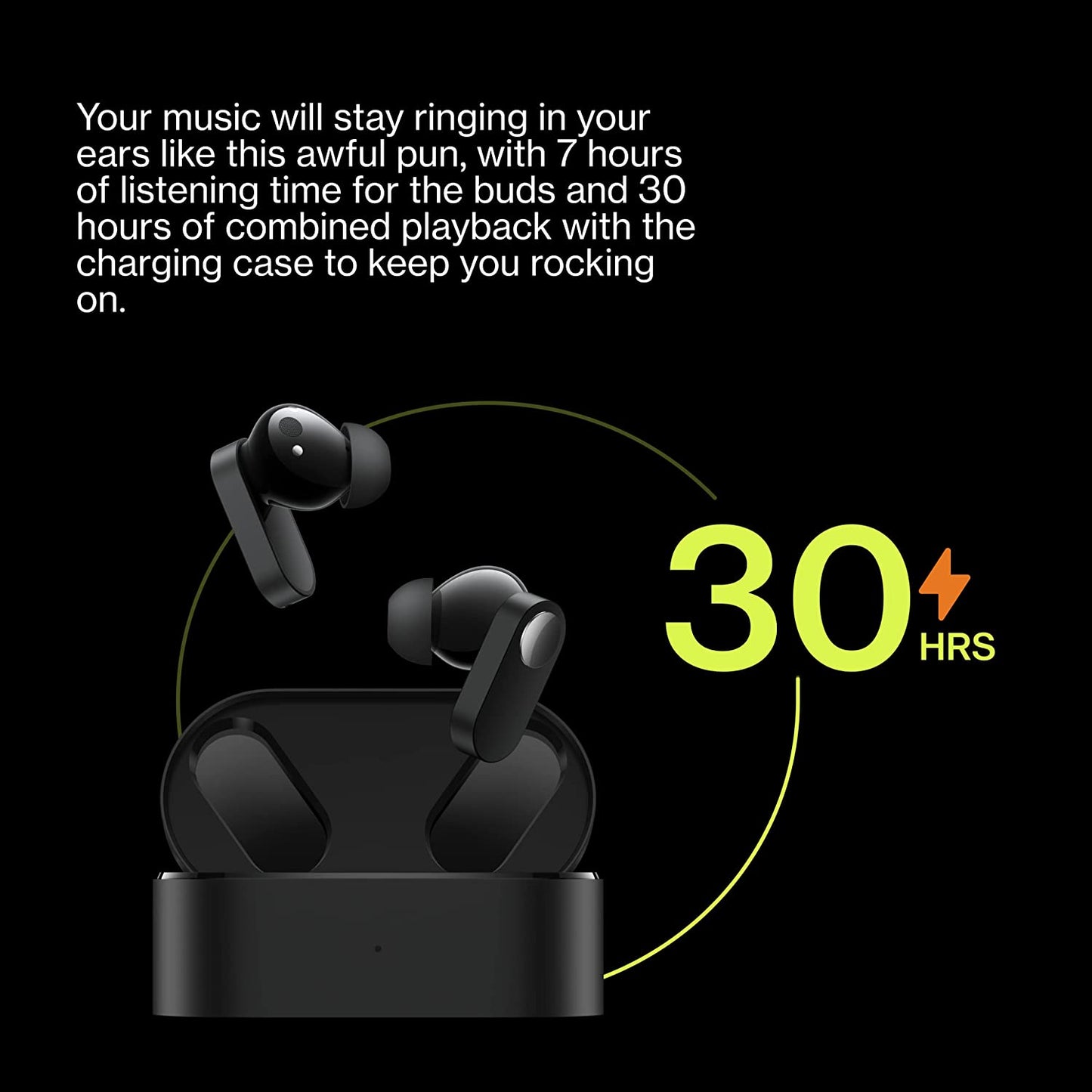 OnePlus Nord Buds In-Ear Truly Wireless Earbuds with Mic (Bluetooth 5.2 Water & Sweat Resistant) – Black Slate