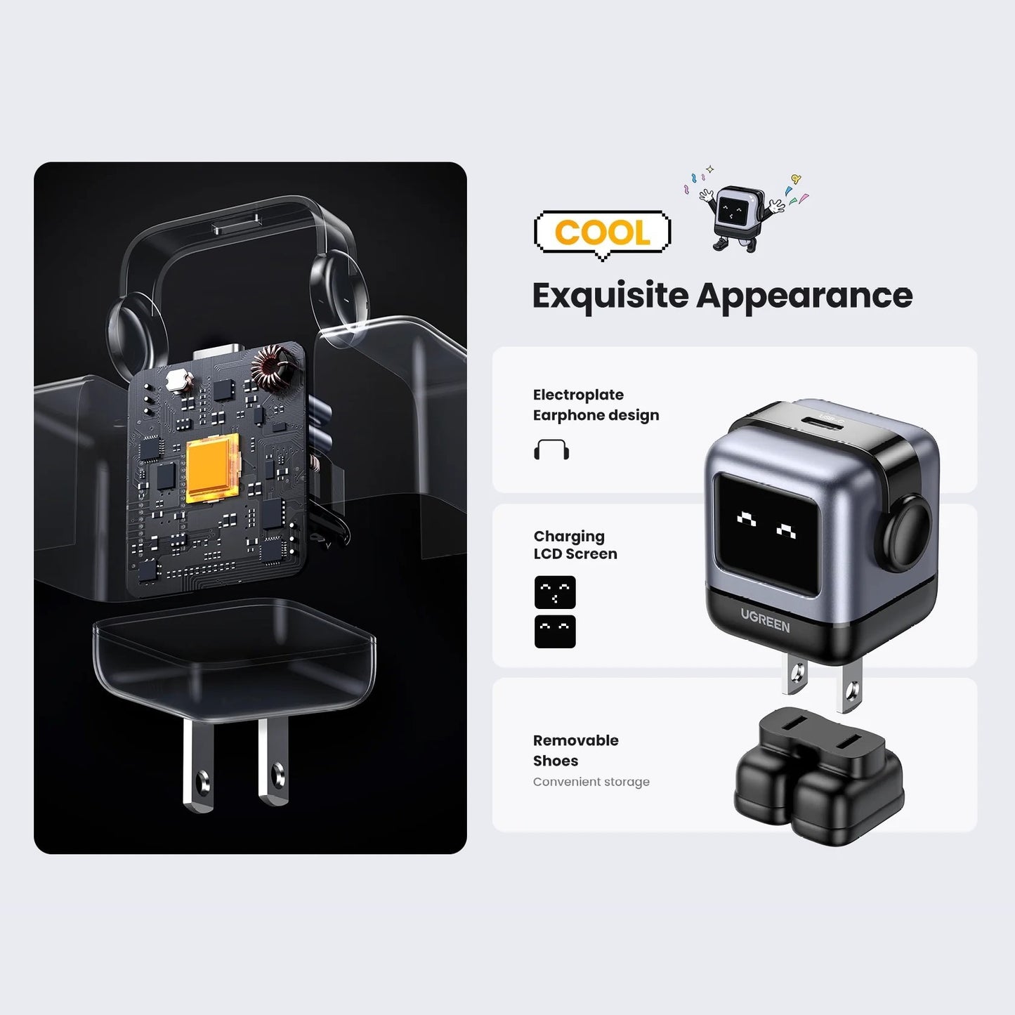 UGREEN RG 30W USB C Charger Nexode Robot GaN Fast Block Compact Wall Power Adapter for iPhone 15 Pro Max/14/13 Galaxy