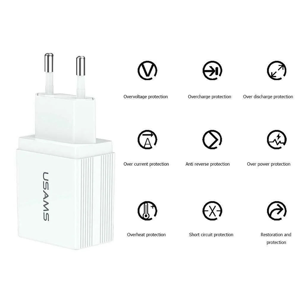 USAMS US-CC090 T24 2.1A Dual USB Travel Charger (EU)