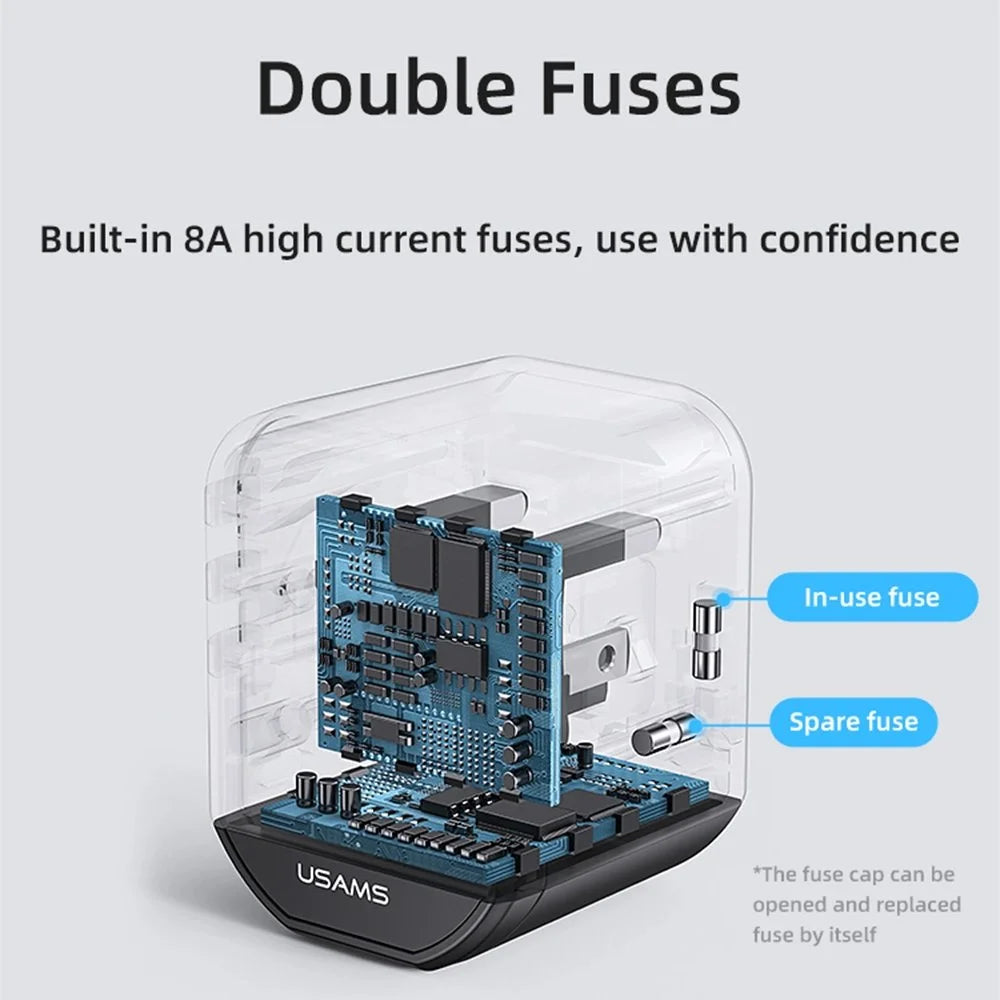 USAMS US-CC179 T59 20W Dual USB + Type-C Universal Travel Charger (US/AU/UK/EU)