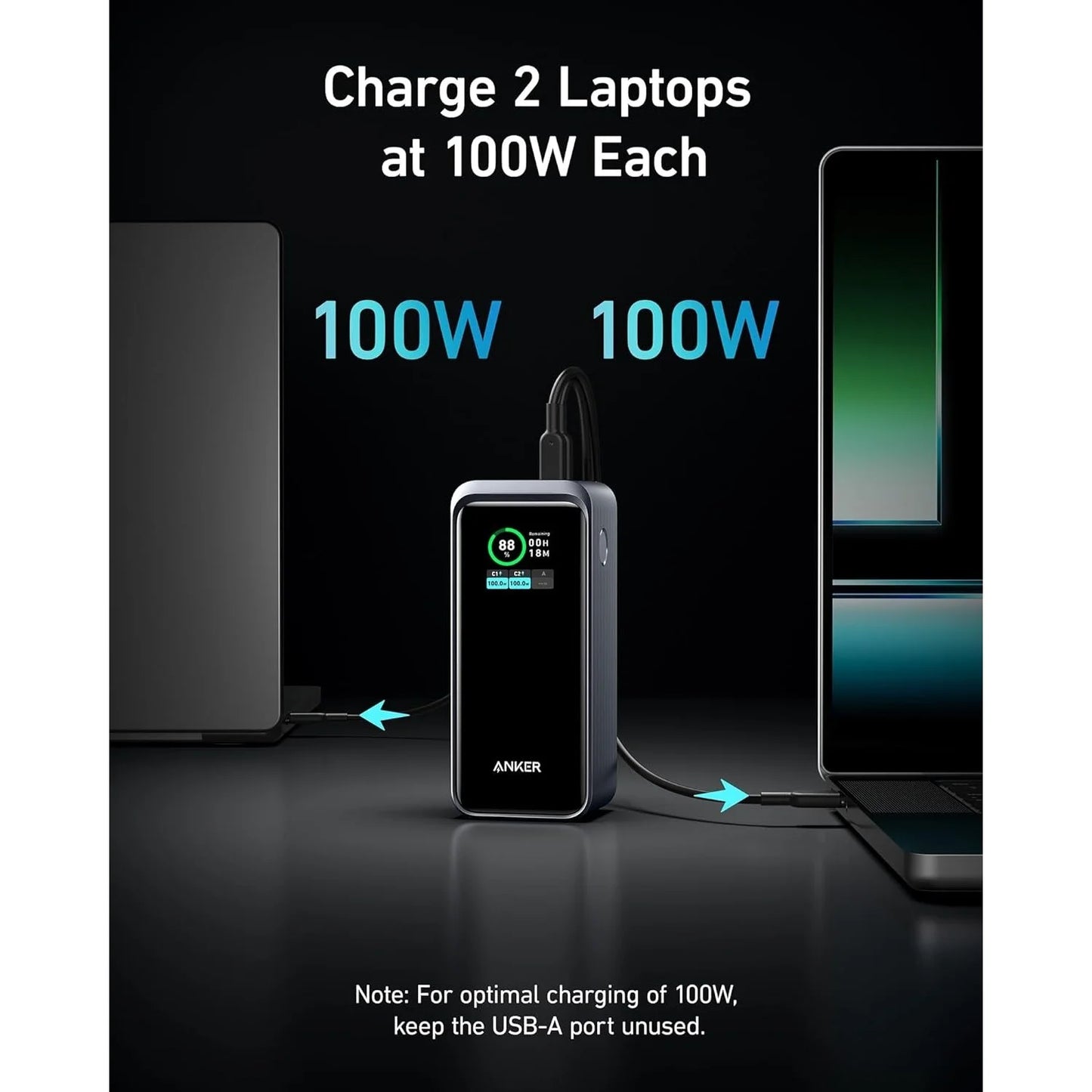Anker Prime Power Bank 20,000mAh Portable Charger with 200W Output Smart Digital Display 2 USB-C and 1 USB-A Port (Gold)