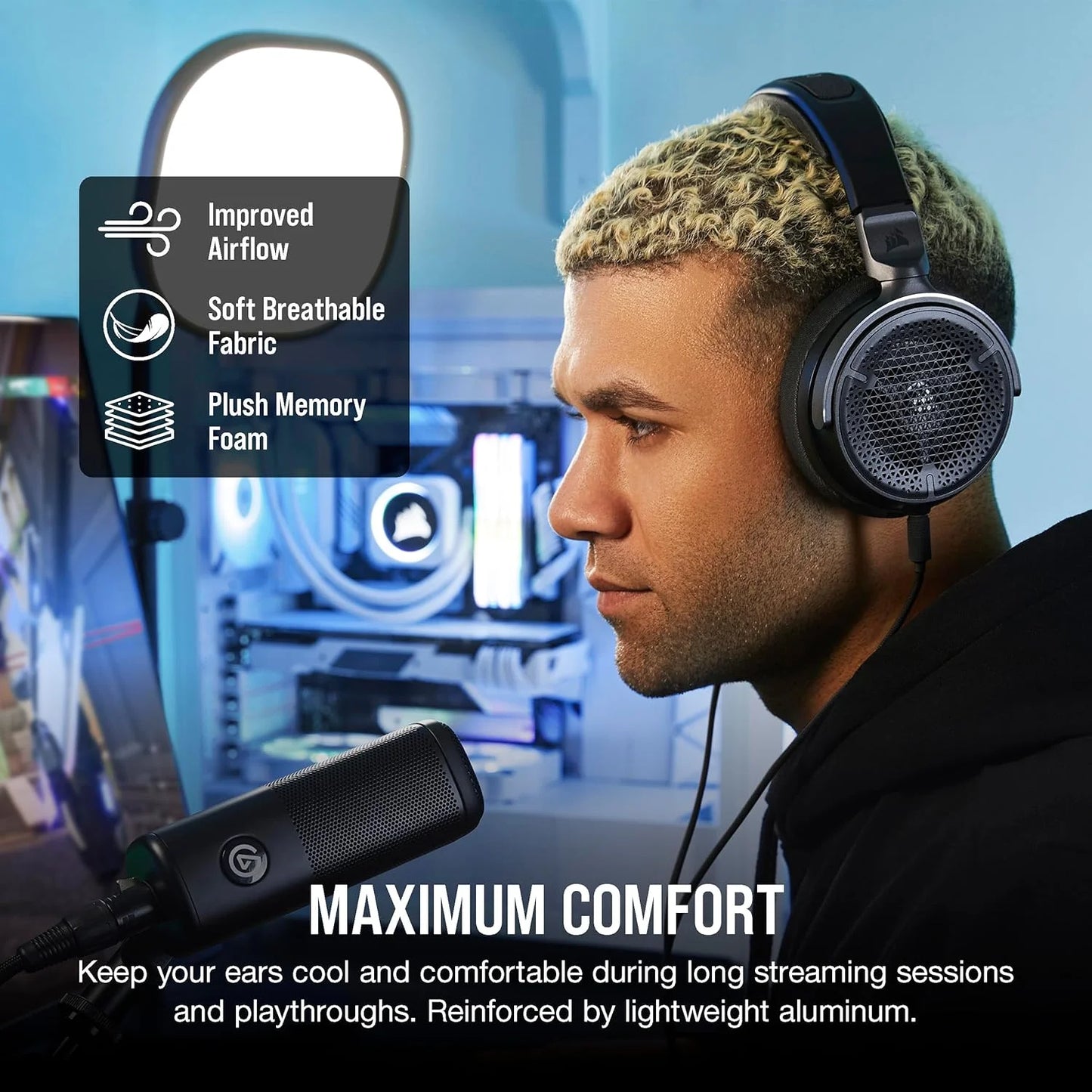 Corsair VIRTUOSO PRO Wired Open Back Streaming/Gaming Headset – Carbon - Headphone