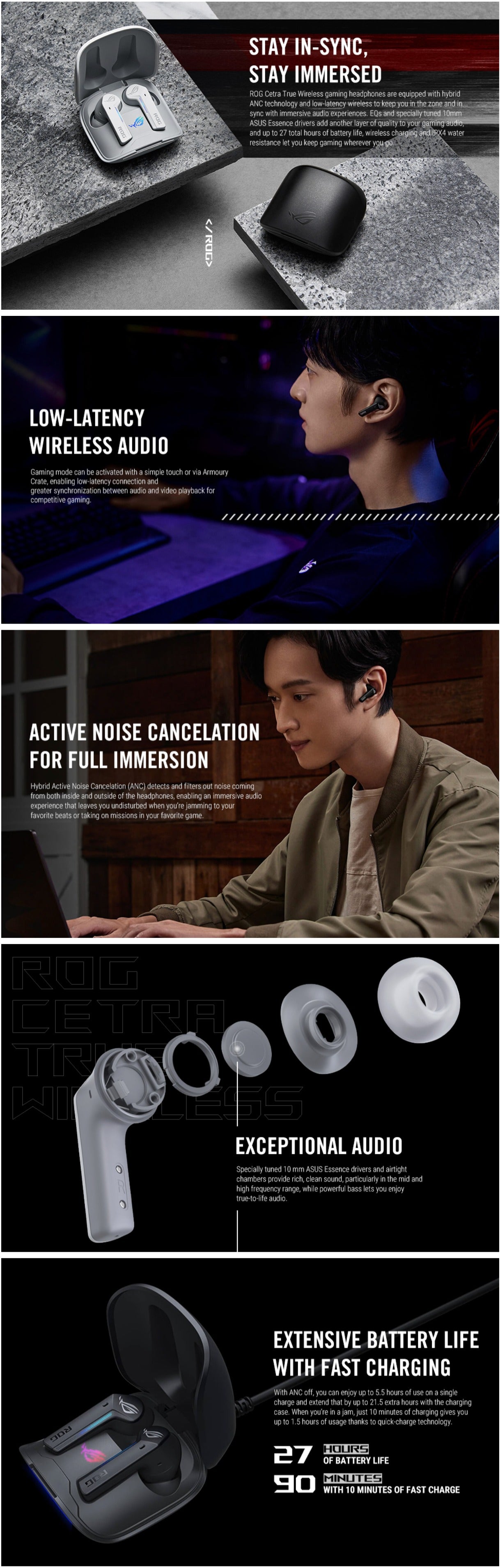 ASUS ROG Cetra True Wireless Gaming Earbuds (Black)
