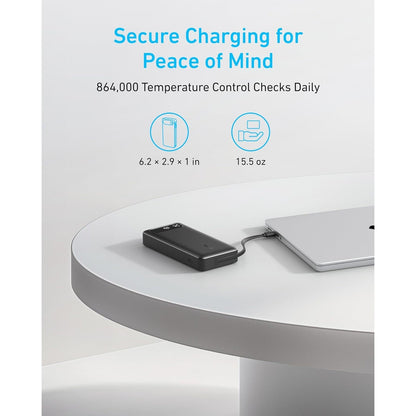 Anker 20,000mAh Power Bank with Built-in USB-C Cable 87W Max Fast Charging for Laptop 2 USB-C and 1 USB-A for MacBook