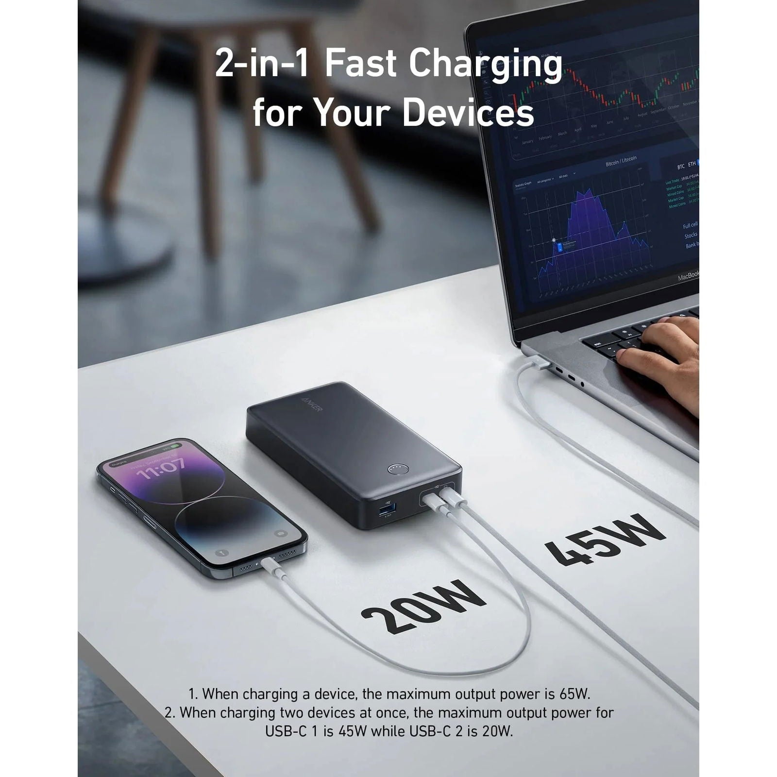 Anker 537 65W 3-Port Power Bank (PowerCore 24K for Laptop) - Power Bank