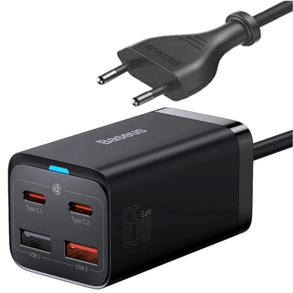 Baseus GaN3 Pro Desktop Fast Charger 2C + 2U 65W EU With Xiaobai series fast charging Cable Type-C to 100W (20V/5A) 1m