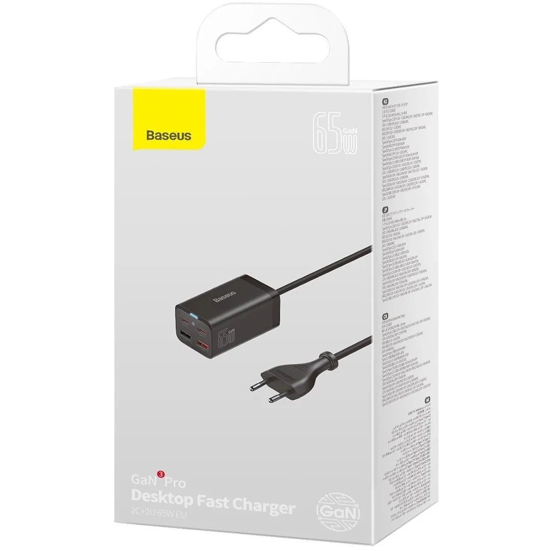 Baseus GaN3 Pro Desktop Fast Charger 2C + 2U 65W EU With Xiaobai series fast charging Cable Type-C to 100W (20V/5A) 1m