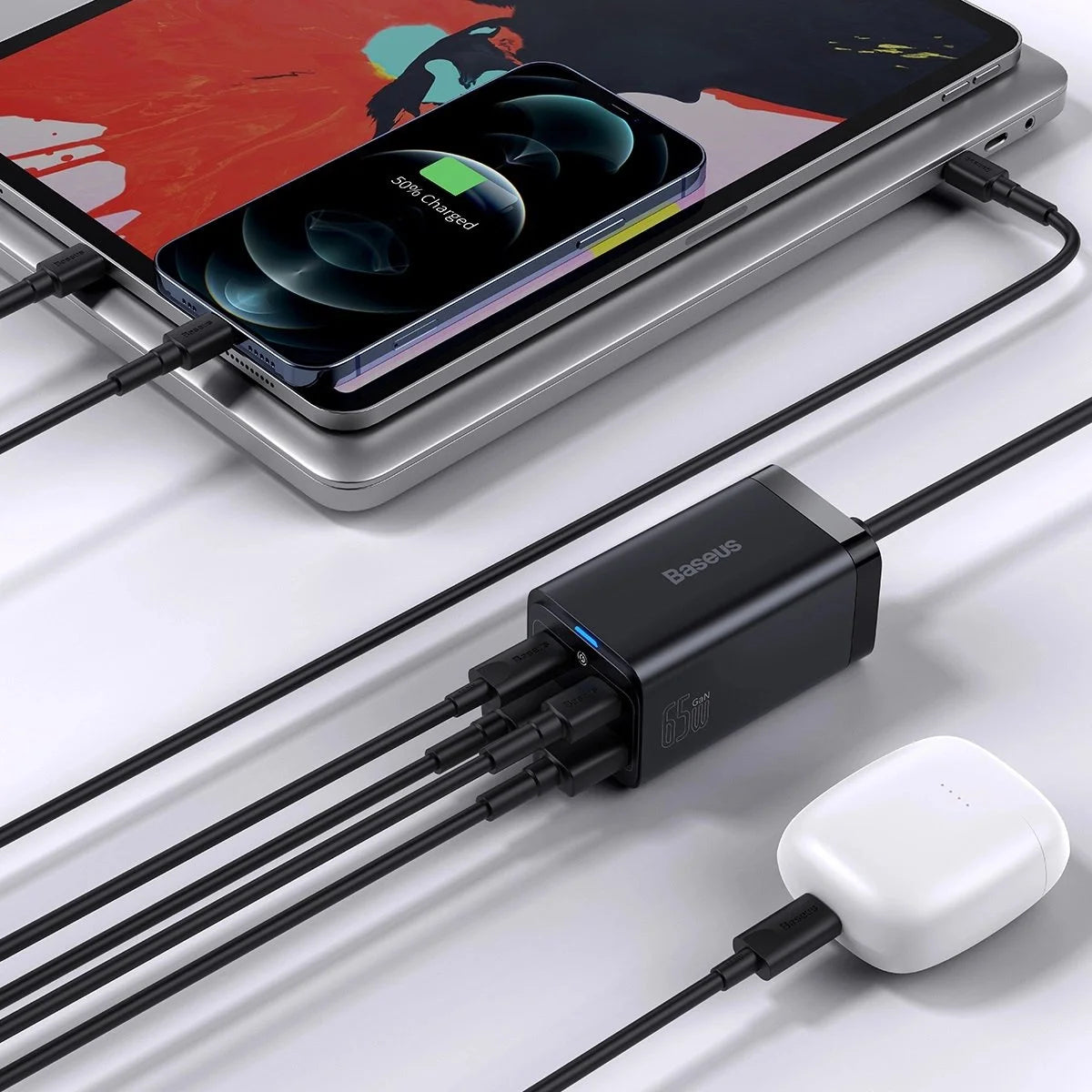 Baseus GaN3 Pro Desktop Fast Charger 2C + 2U 65W EU With Xiaobai series fast charging Cable Type-C to 100W (20V/5A) 1m