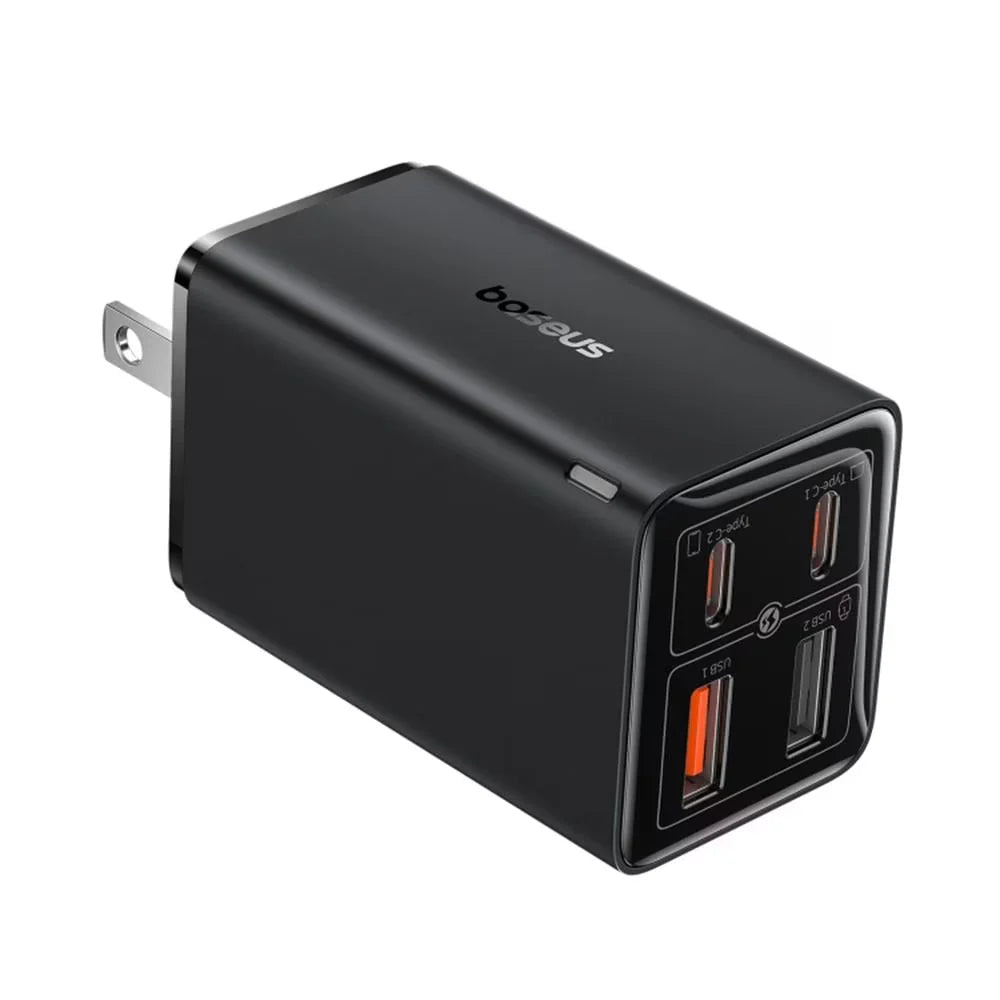 Baseus GaN6 Pro Fast Charger 2C + 2U 65W US with USB-C/USB-C Cable – Black