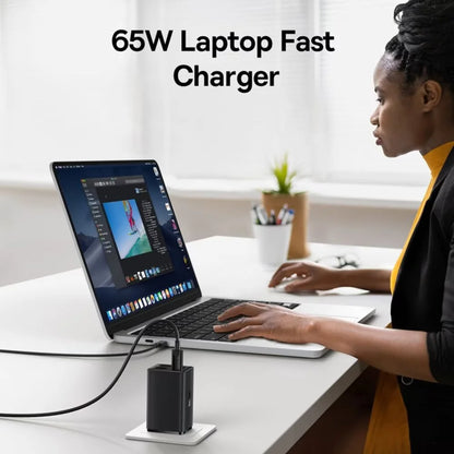 Baseus GaN6 Pro Fast Charger 2C + 2U 65W US with USB-C/USB-C Cable – Black