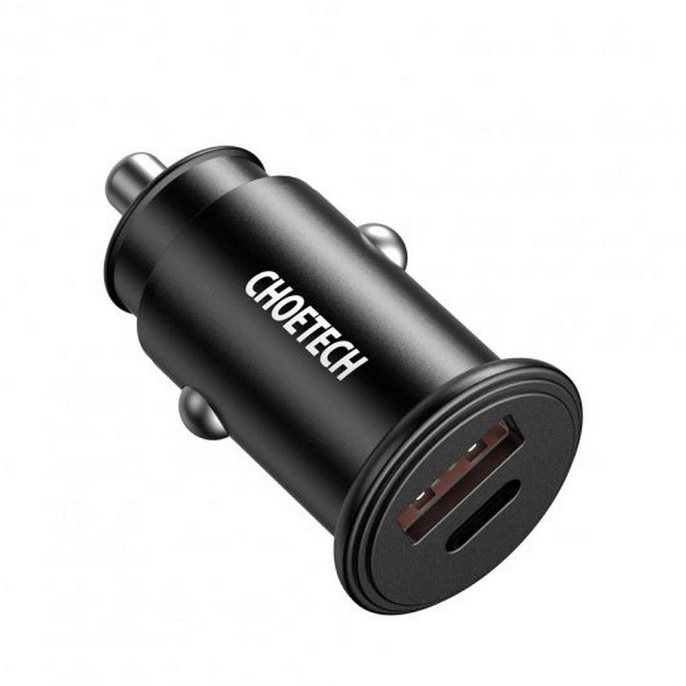 Choetech Dual USB QC 3.0 USB-A + PD 20W Type-C Fast Car Charger – Black (TC0006)