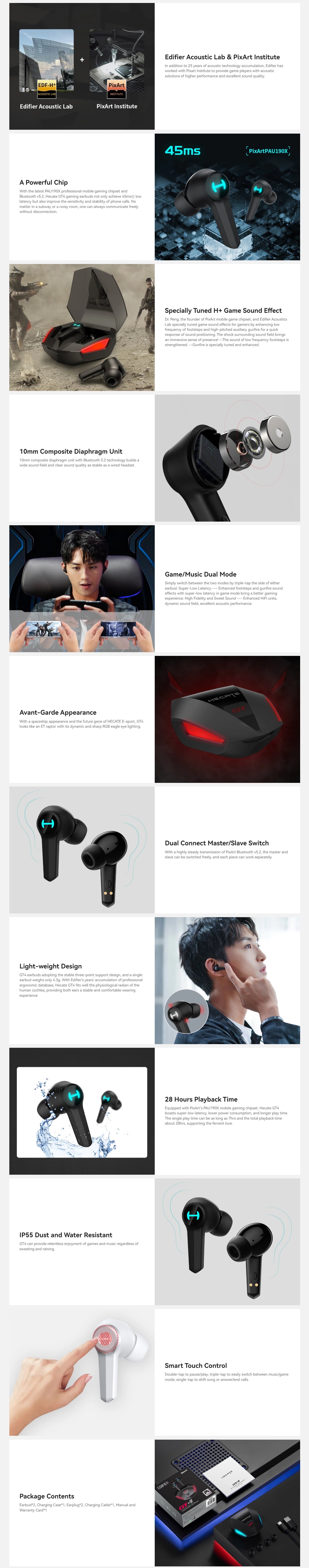 Edifier GT4 True Wireless Gaming Earphones