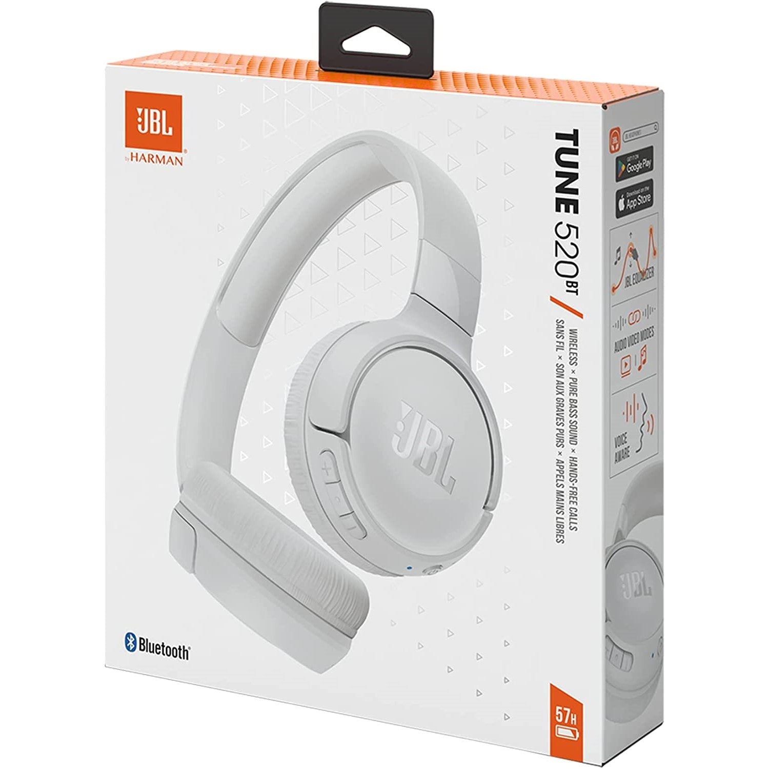 JBL Tune 520BT Wireless On-Ear Headphones – White - Headphone