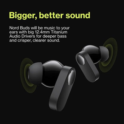 OnePlus Nord Buds In-Ear Truly Wireless Earbuds with Mic (Bluetooth 5.2 Water & Sweat Resistant) – Black Slate