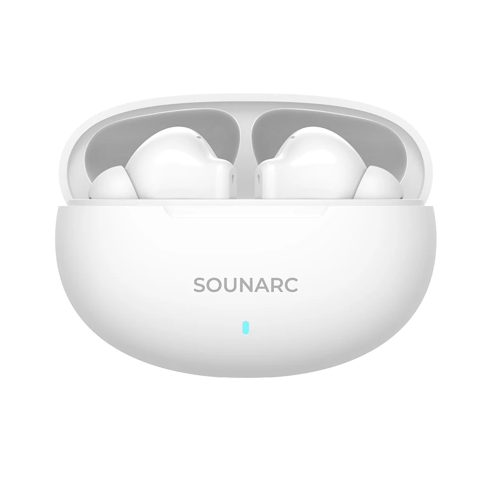 SOUNARC Q1 Earbuds Wireless Bluetooth Earphone, 28 Hours of Playtime, Ergonomic Fit, Shaking Bass. Clear Call, Touch Control – White