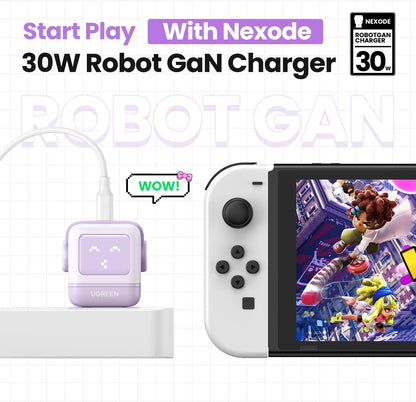 UGREEN RG 30W USB C Charger Nexode Robot GaN Fast Block Compact Wall Power Adapter for iPhone 15 Pro Max/14/13 Galaxy