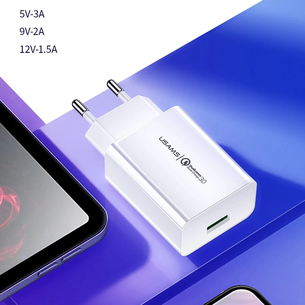 USAMS US-CC083 T22 Single USB QC3.0 Travel Charger (EU)