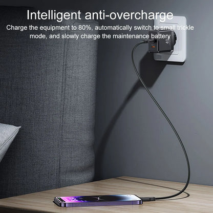 USAMS US-CC172 T54 40W Dual Type-C Ports GaN Charger EU Plug (Black)