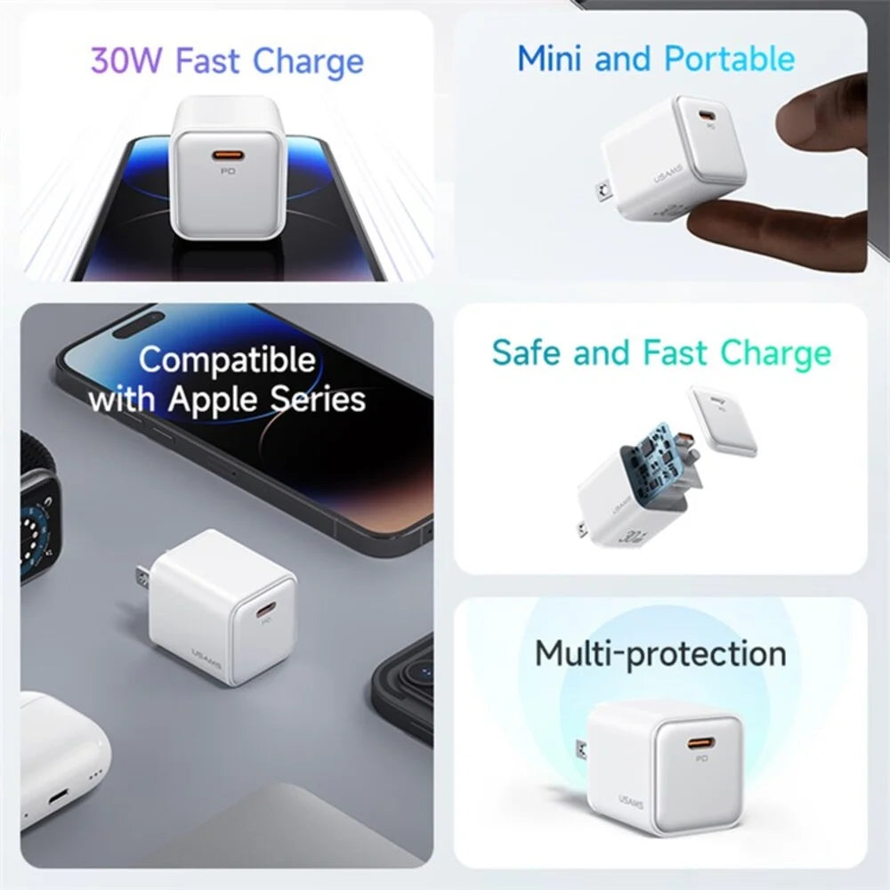 USAMS US-CC187 X-ron Series PD30W Single Port Fast Charger (US)