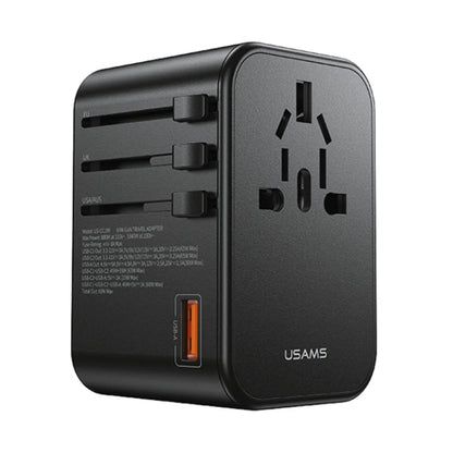 USAMS CC199 T62 65W Dual Type-C + USB Universal Travel Adapter (US/AU/UK/EU) - Charger