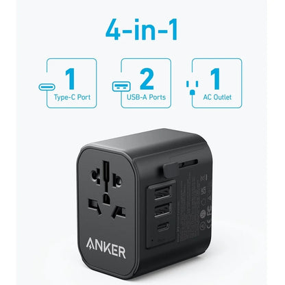 Anker 312 Wall Charger with Travel Plug 1-Port USB-C 2-Ports USB-A 30W Outlet Extender