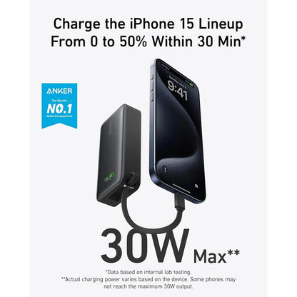 Anker 611 Nano Power Bank (30W Built-In USB-C Cable) - Power Bank