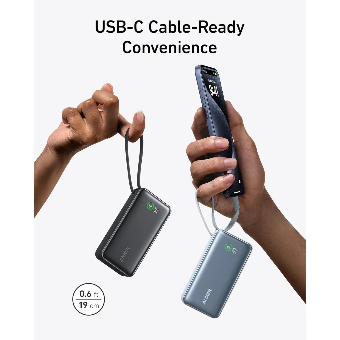 Anker 611 Nano Power Bank (30W Built-In USB-C Cable) - Power Bank