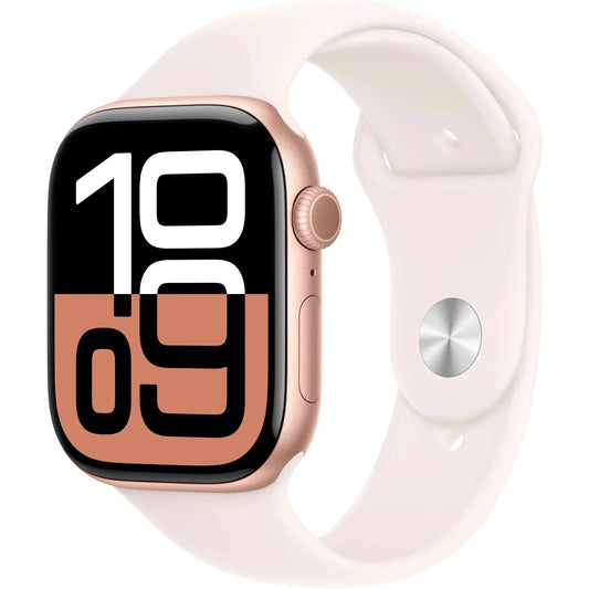 Apple Watch Series 10 (GPS) 46mm Aluminum Case with Black Sport Band – Rose Gold