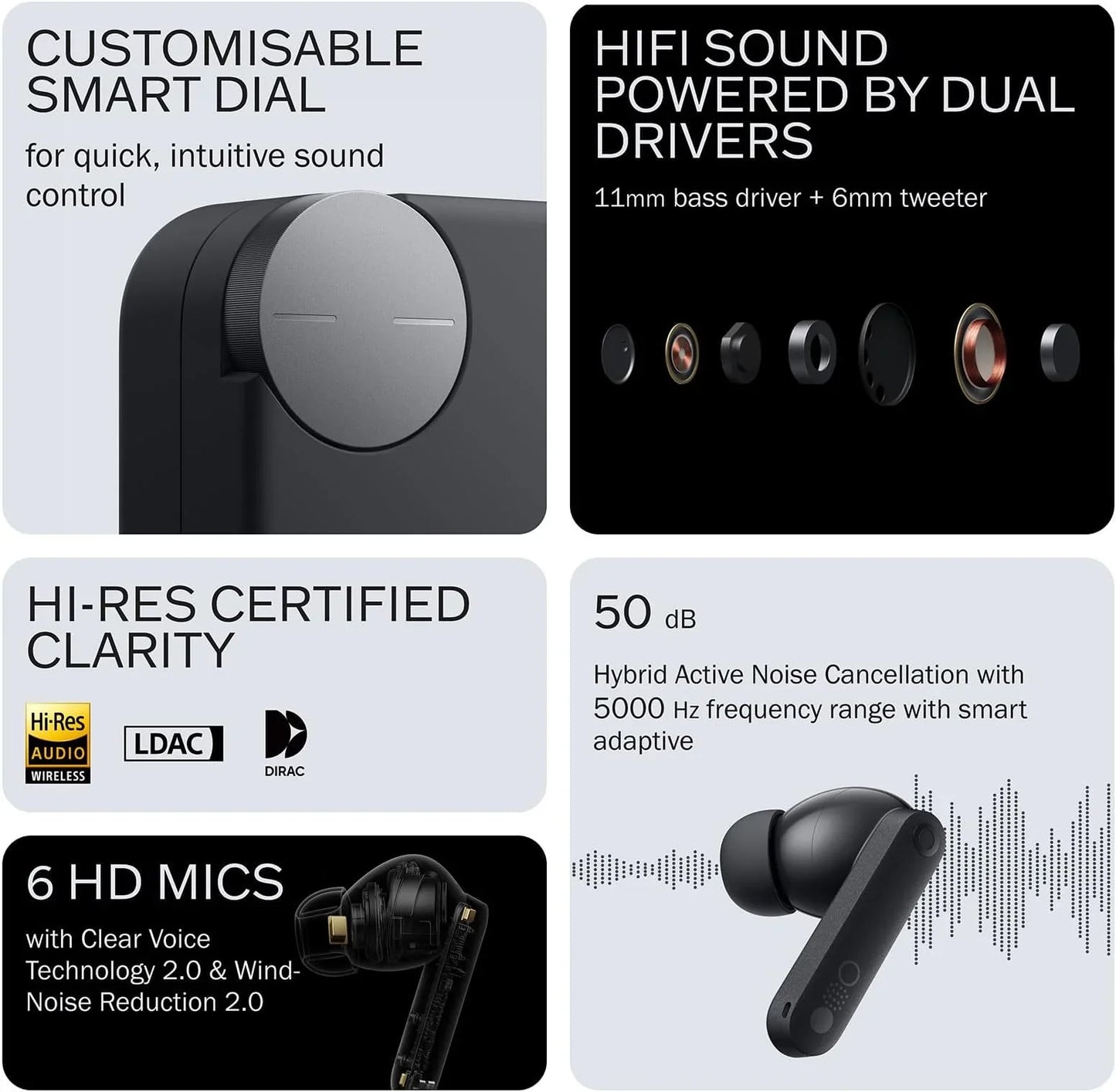 CMF by Nothing Buds Pro 2 Wireless Earbuds with ChatGPT Integration Hi-Res Audio LDAC 50 dB Hybrid Noise Cancelling