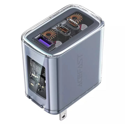 Acefast PD 65W GaN3 Wall Charger A47 Crystal Series 2 Type-C + 1 USB Phone Fast Charging Adapter Black with PPS Support
