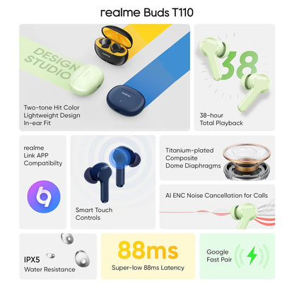 Realme T110 True Wireless Buds (White)