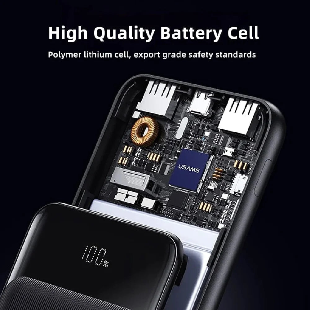 USAMS US-CD201 30000mAh 20W Digital Display Fast Charging Power Bank (Black) - Power Bank
