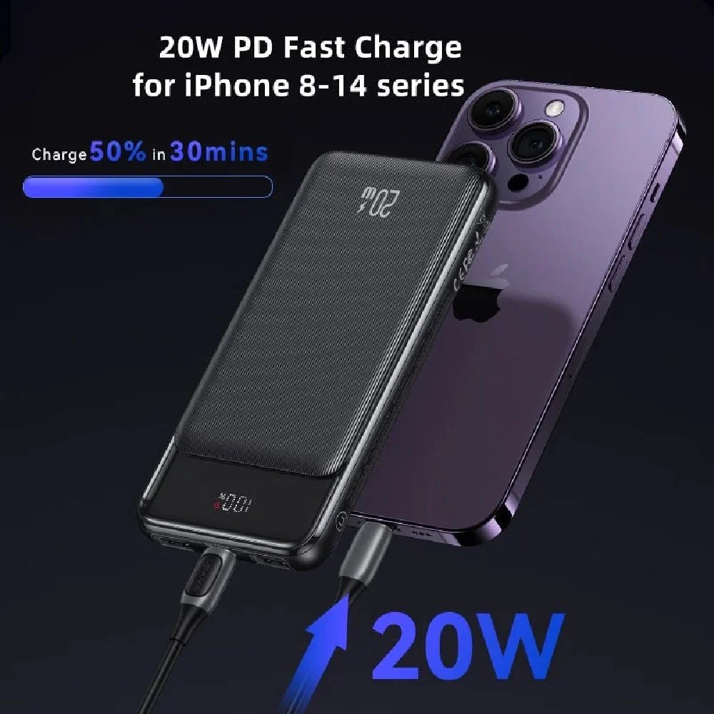 USAMS US-CD201 30000mAh 20W Digital Display Fast Charging Power Bank (Black) - Power Bank