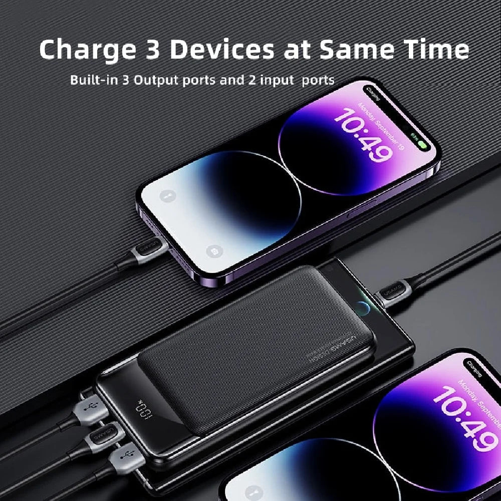 USAMS US-CD201 30000mAh 20W Digital Display Fast Charging Power Bank (Black) - Power Bank
